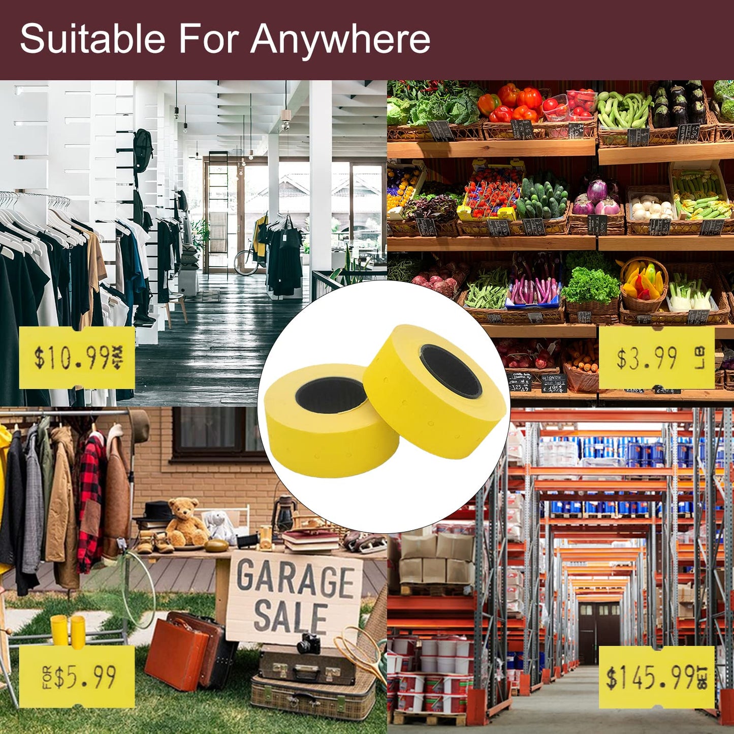 Motex 1 Line White Labels - 10,000 White Blank Price and Date Gun Labels with 1 Ink Roll, Fits MX-5500 and Perco 1 Line Price and Date Guns