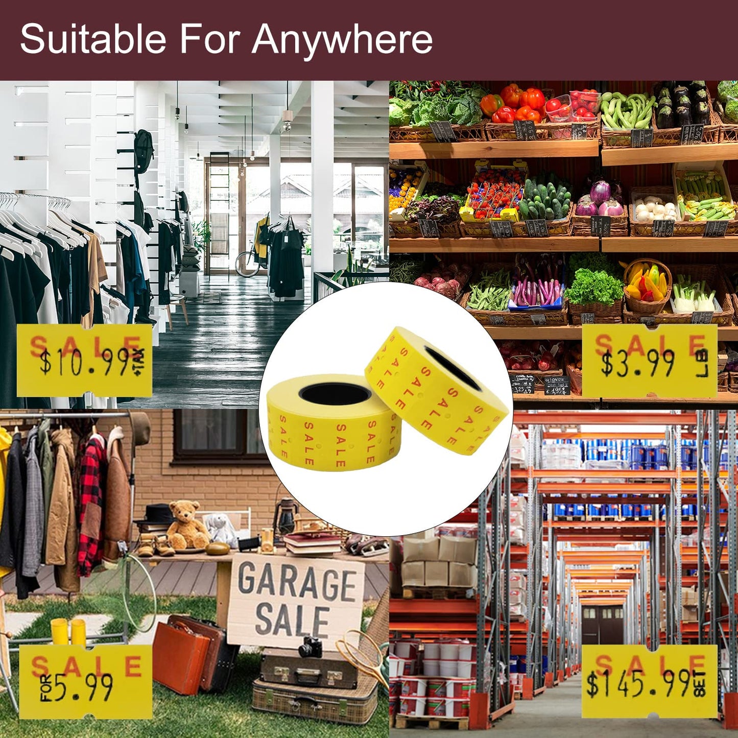 Motex 1 Line White Labels - 10,000 White Blank Price and Date Gun Labels with 1 Ink Roll, Fits MX-5500 and Perco 1 Line Price and Date Guns