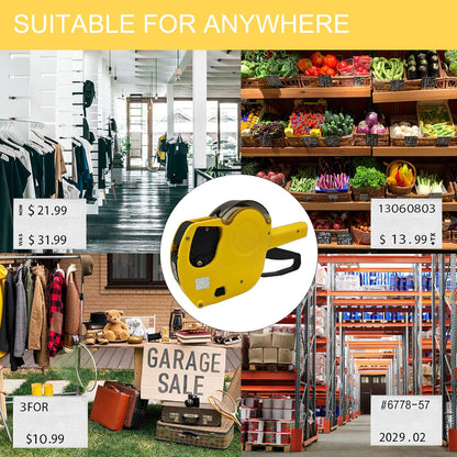 Motex MX-5500 New Version 1 Line 8 Digits Date Marking Gun – Pre-Loaded 1,000 White Sticker Labels and Pre-Loaded Inker with 1 Ink Refill - for Grocery Store, Retail Shop, Garage Sale (White)