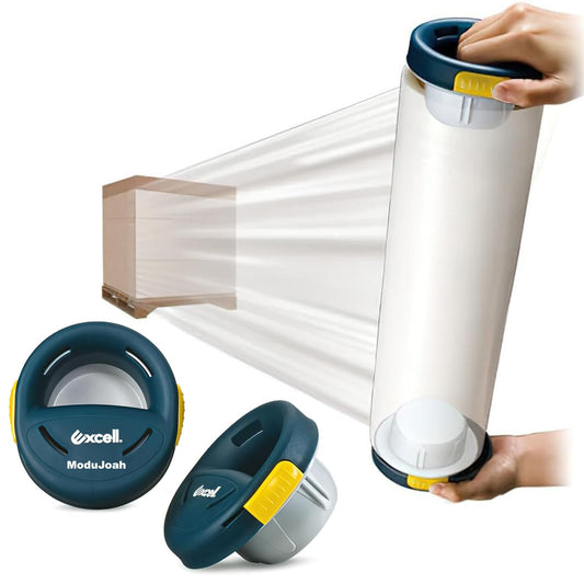 Excell Stretch Wrap Film Dispenser with a Brake, Hand Saver for Easy Pallet Packaging, Wrap Handle for Shrink Film Packing, Moving, E-Commerce, Factory & Warehouse, Fits Any 3" Core Film