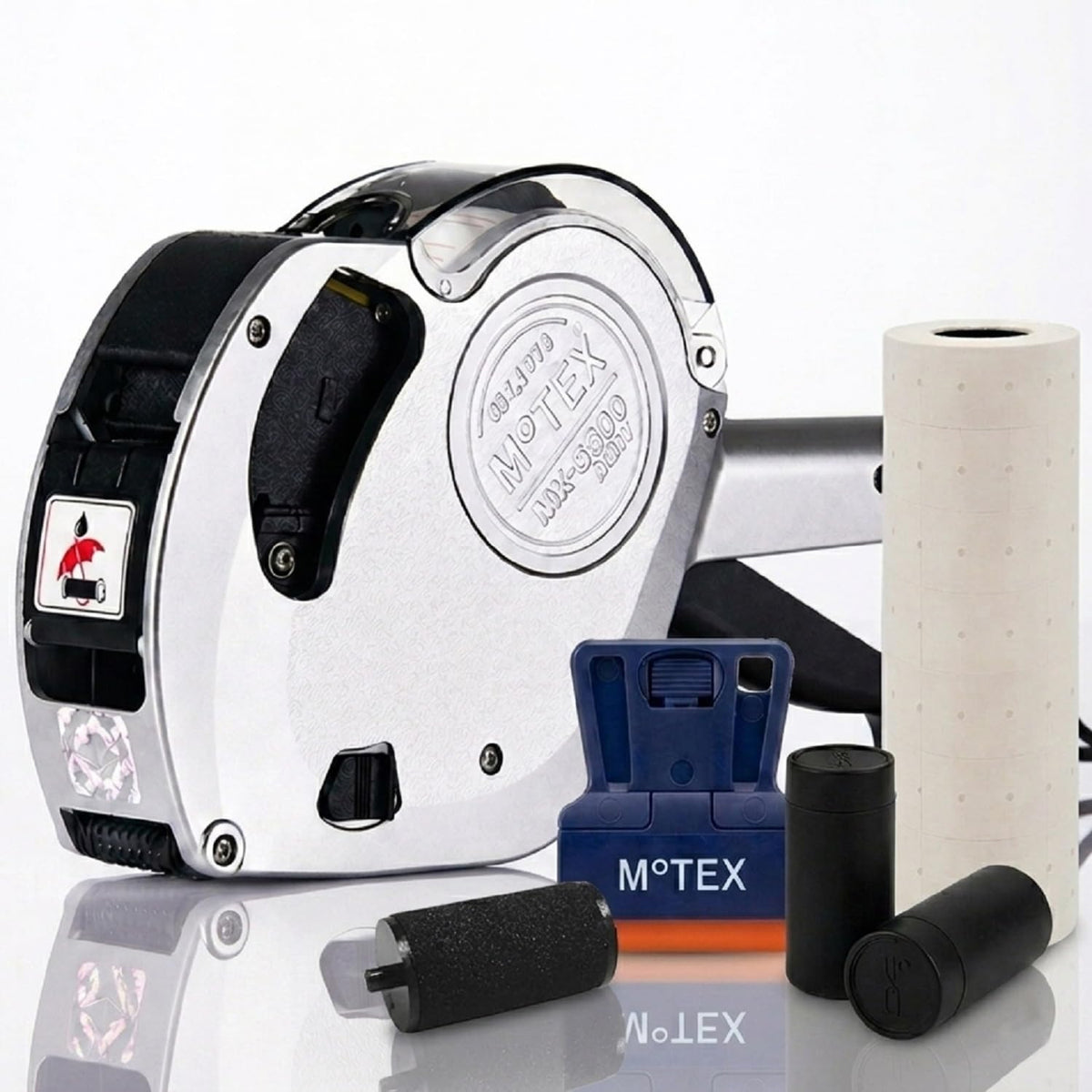 Motex Professional MX-5500NEW 1 Line 8 Digits Label Gun Kit - Includes 7,000 Blank Labels, Label Scraper and 1 Inker with 2 Ink Refill - for Grocery Store, Retail Shop, Garage Sale