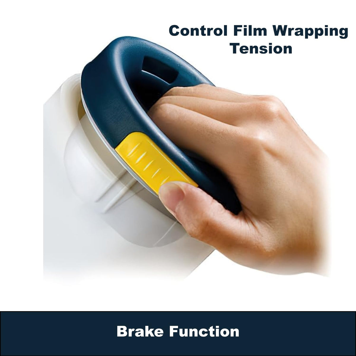 Excell Stretch Wrap Film Dispenser with a Brake, Hand Saver for Easy Pallet Packaging, Wrap Handle for Shrink Film Packing, Moving, E-Commerce, Factory & Warehouse, Fits Any 3" Core Film